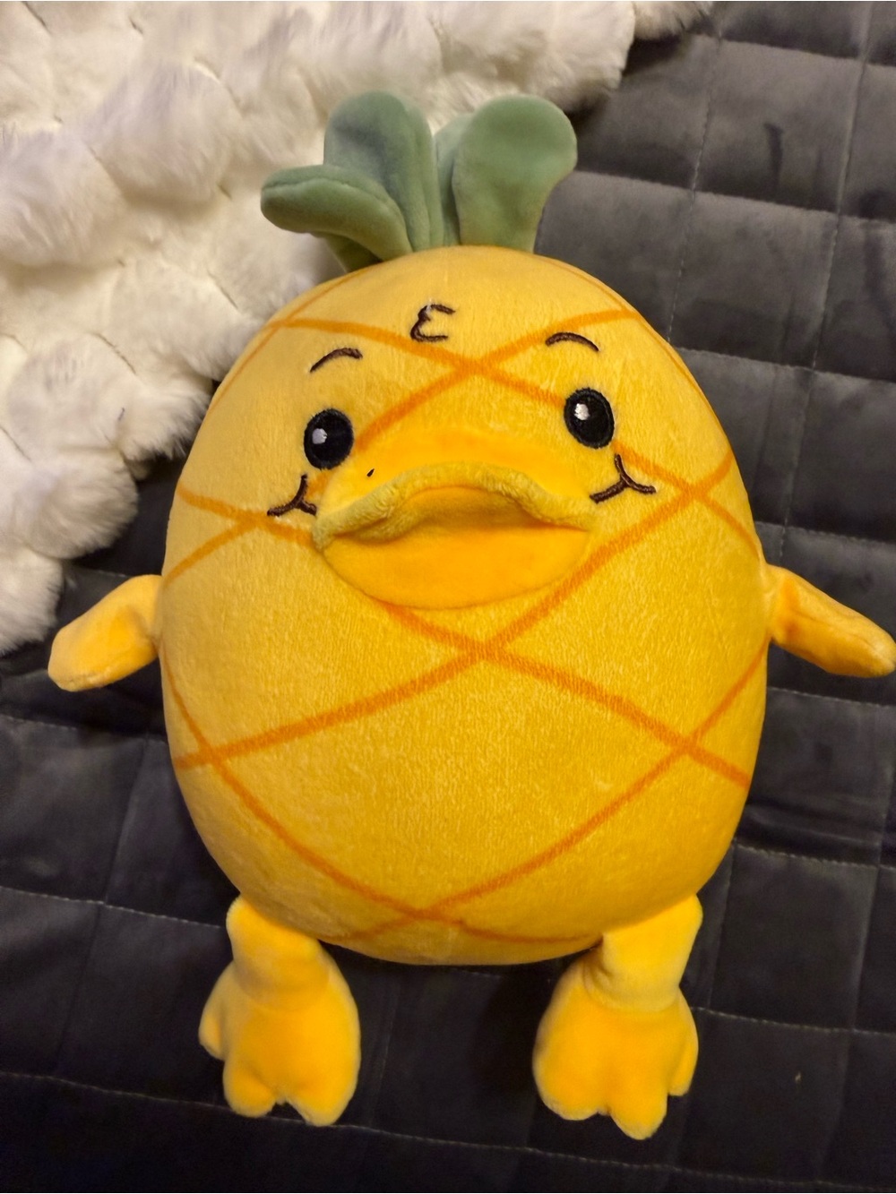 Pineapple Plush Duck Toy - Bright Yellow with Green Top Moriah Elizabeth Georgie